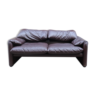 Leather sofa Maralunga 2 seater by Vico Magistretti for Cassina 80