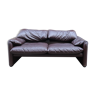 Leather sofa Maralunga 2 seater by Vico Magistretti for Cassina 80