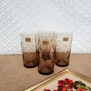 Set of 4 smoked glasses luminarc france vintage