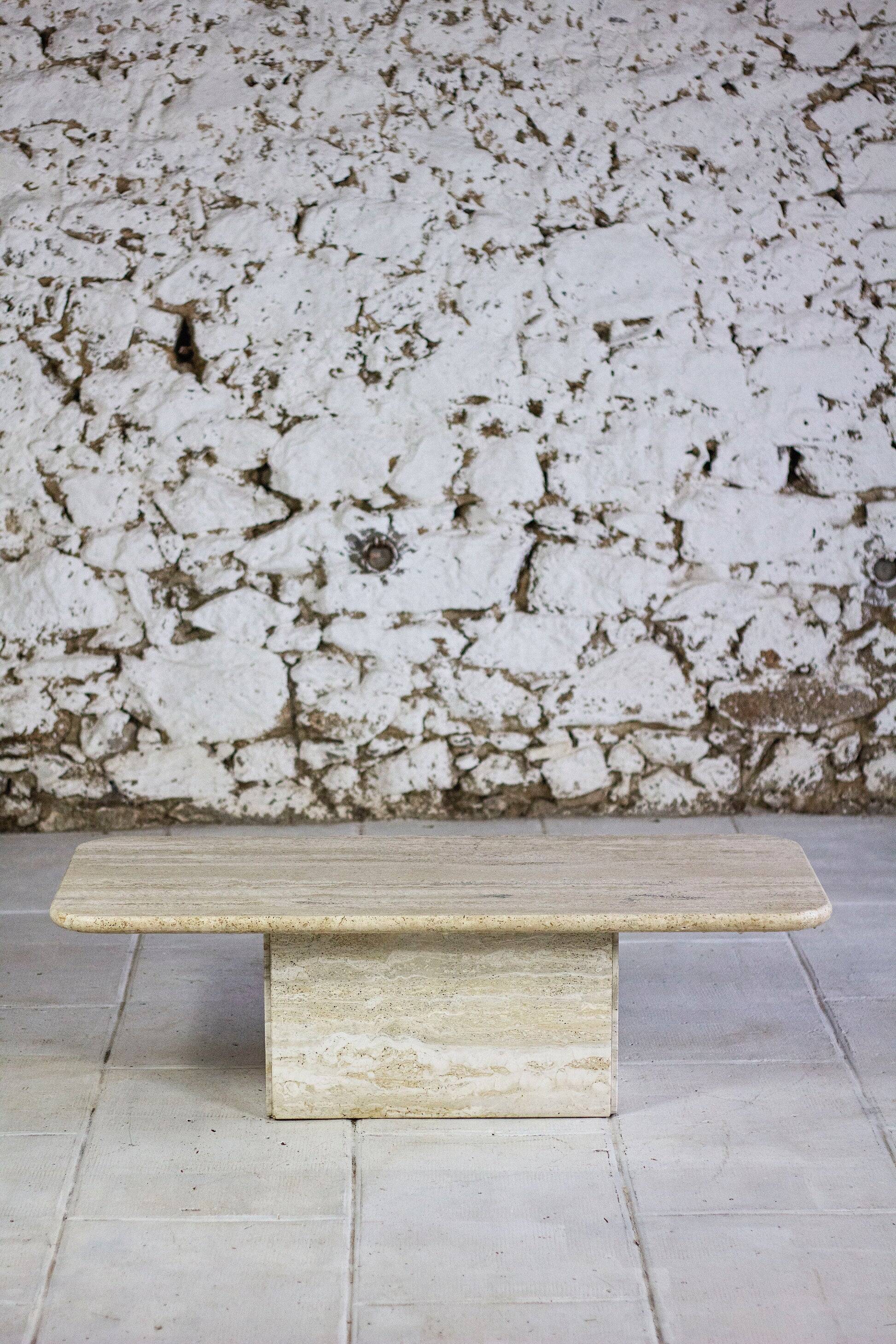 Italian travertine coffee table, 1980