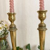 Pair of old gilded brass candlesticks