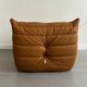 Chauffeuse " togo"  en cuir marron par Michel Ducaroy