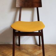 Vintage dining chair from the 1960s, Scandinavian style, wood and fabric.