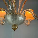 Venetian chandelier in colorless and gilded Murano glass circa 1950
