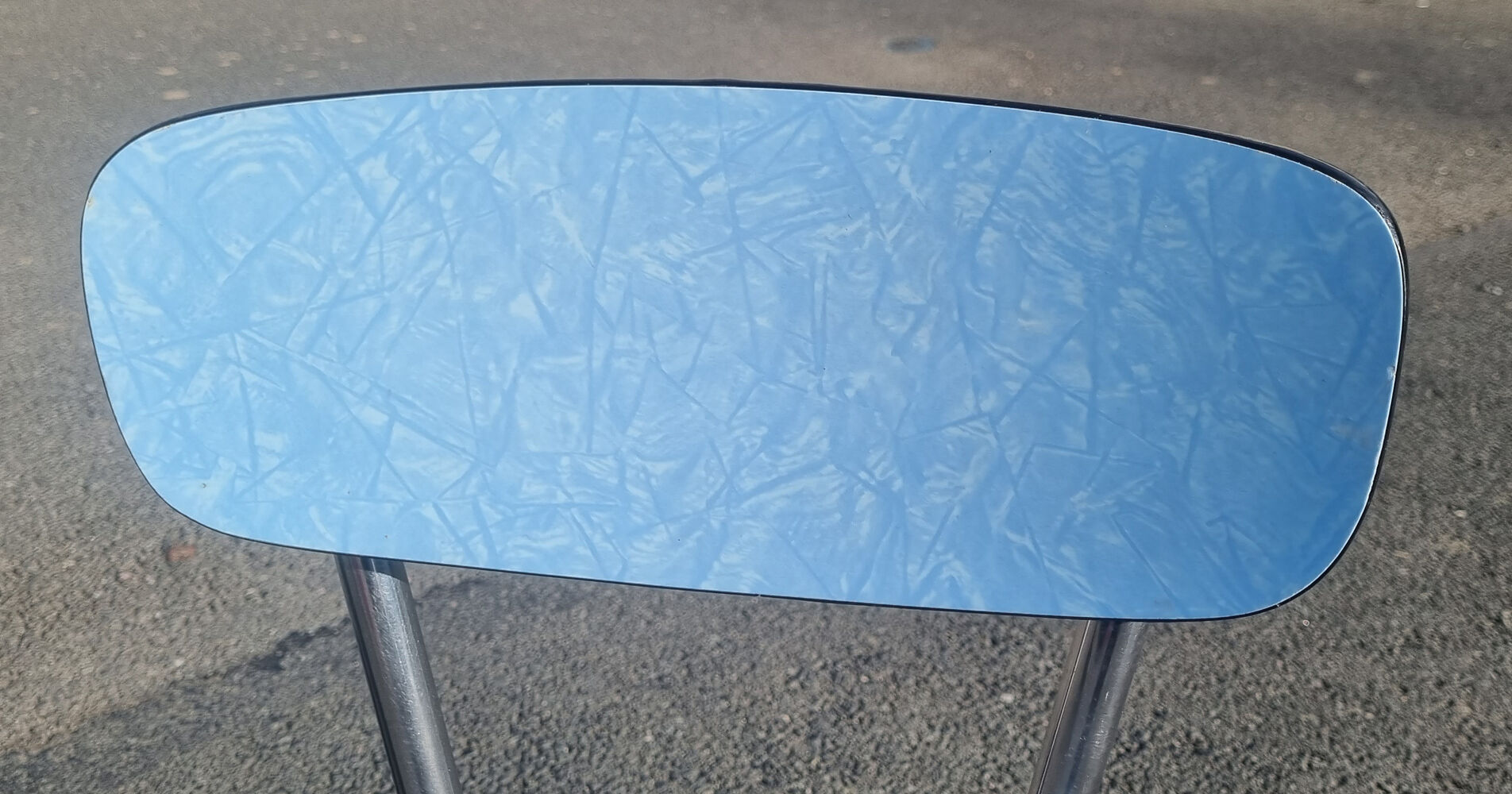 Blue formica set Jafae and its 4 vintage chairs, 70s