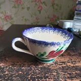 Breton bowl-cup in Quimper de Rochefort earthenware in hand-painted earth