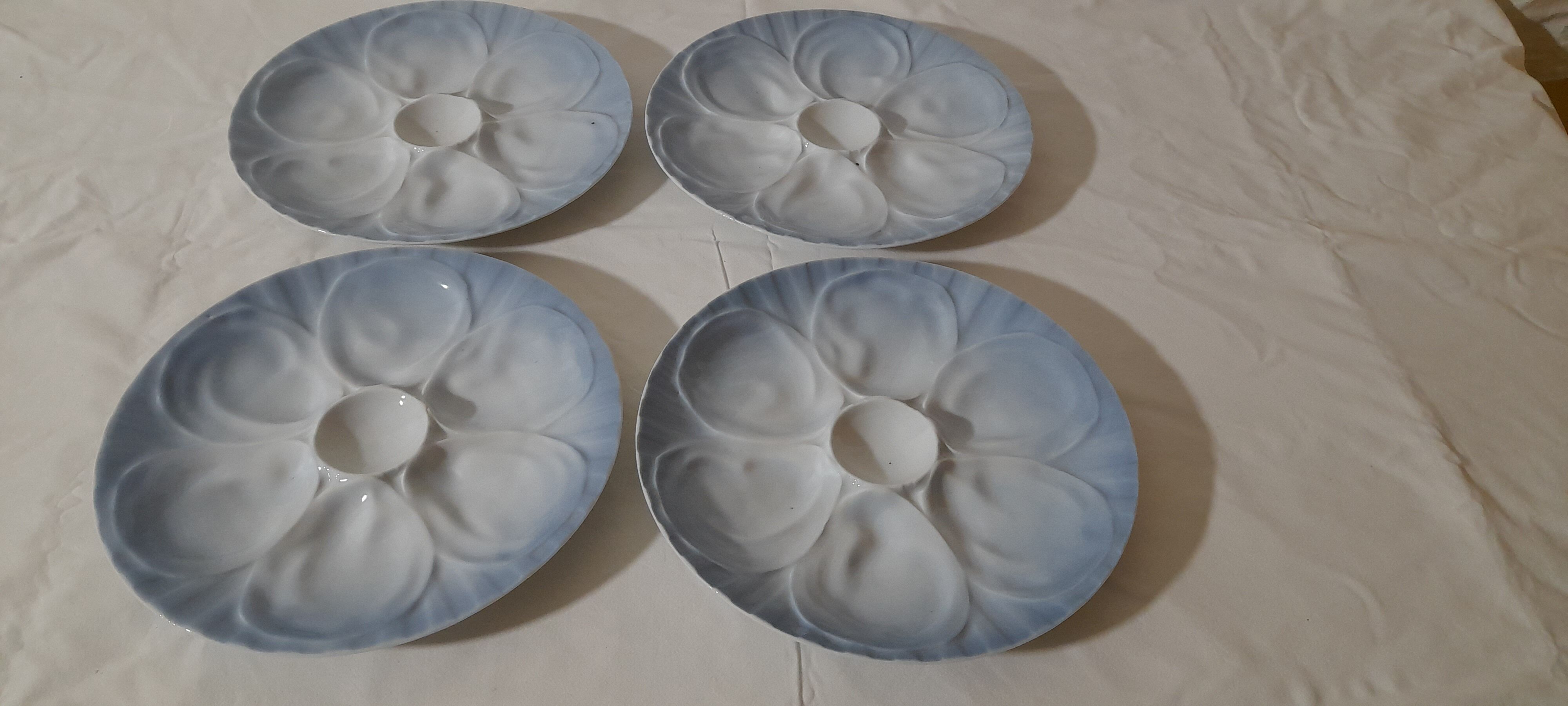 4 oyster plates Plillivuyt décor large fire Jorgen Jallen diam 23 cm