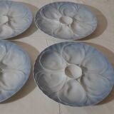 4 assiettes à huîtres Plillivuyt décor grand feu Jorgen Jallen diam 23 cm