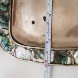 digestive service, glass and tray in silver metal Mexican abalone
