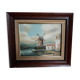 Tableau paysage moulin au bord de l'eau, huile sur toile signée
