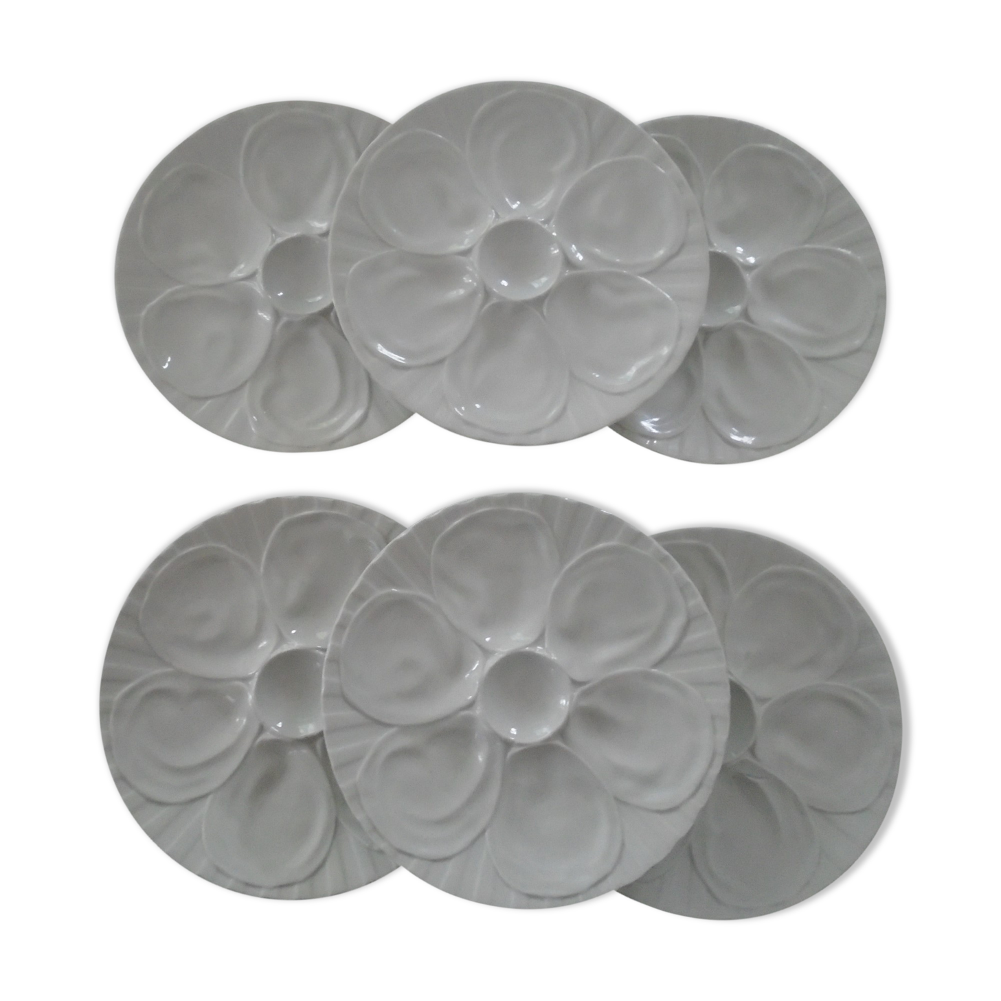 6 plates with white presentation oysters Pillivuyt France