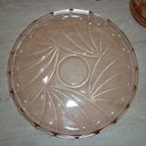 Service à liqueur art déco en verre transparent rose avec bouchon