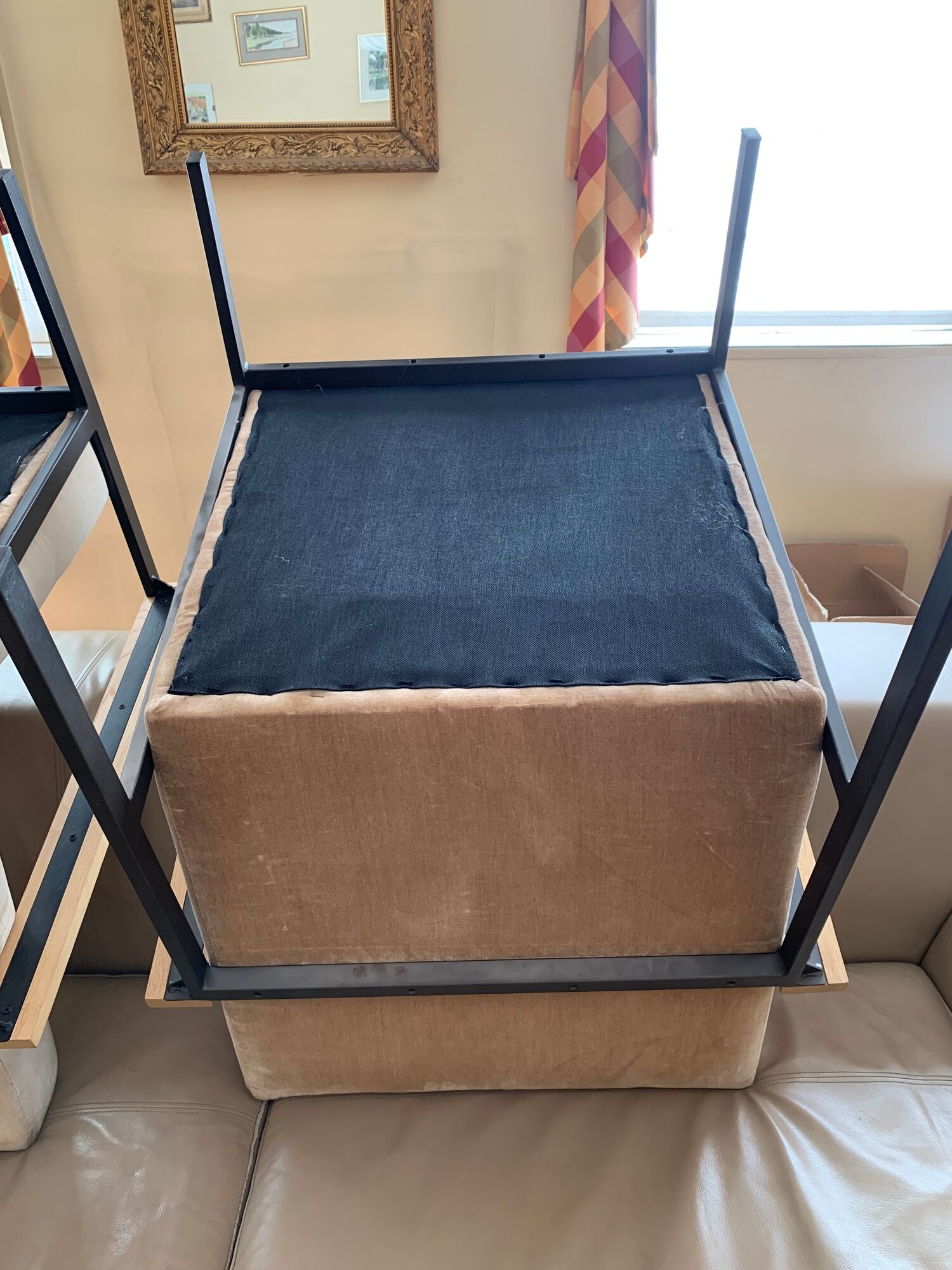 Pair of pomax metal/velvet armchairs