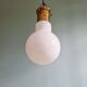 Large bulbous pendant light in white opaline and brass, 1960s.