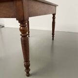 Walnut and pine drapery farmhouse table