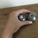 Brutalist salt and pepper ball in cast steel