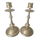 Pair of chiselled candlesticks