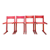 Set of 4 red chairs