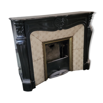 Louis XV style fireplace in black marble