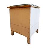 Trunk trunk stool Ottoman vintage leather white patina