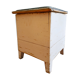 Coffre malle tabouret pouf vintage cuir patine blanche