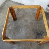 Square coffee table in light oak design 1970