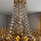 Vintage style Palwa basket chandelier – Gold-plated steel, crystal and heart in