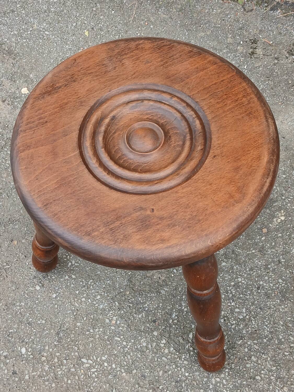 Turned wooden tripod stool