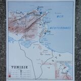 Old poster-school map Rossignol year 50 Tunisia, Algeria