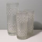Set of 3 Vases, candle wax pattern, Sklo Union glassware, Czech Republic. 1970