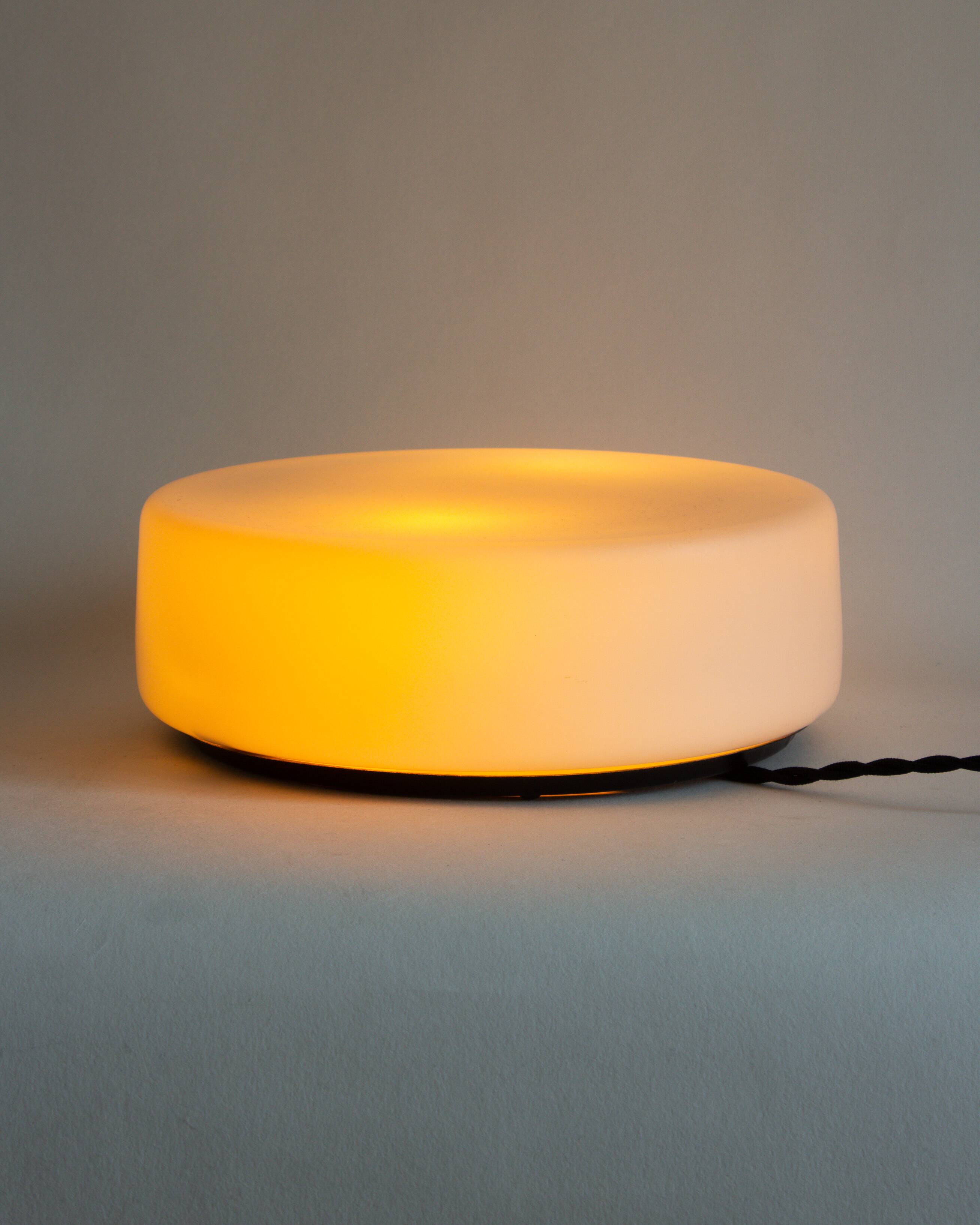 Wall or ceiling light in matt white opaline, 60s/70s