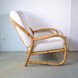 Bamboo armchair rattan buckle 1970
