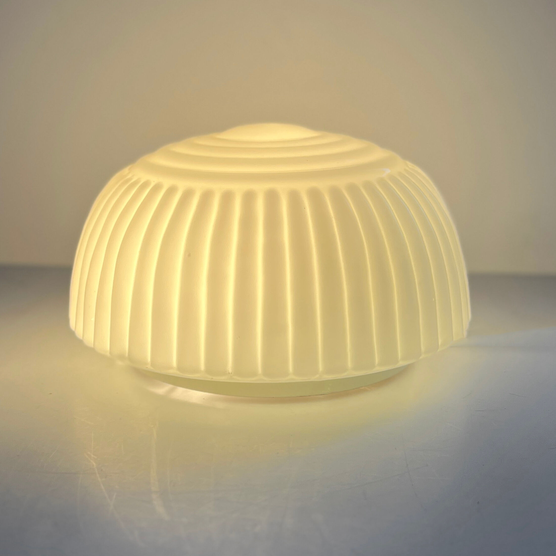 White glass plafond Polam Wikasy, Poland 1970s.