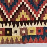 Vintage Afghan Tribal Kilim Wool Rug 390x185 cm Red, Orange, Brown, Black Large