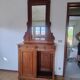 Antique Toilet with Carved Solid Wood Mirror, Late 19th Century, Eclectic