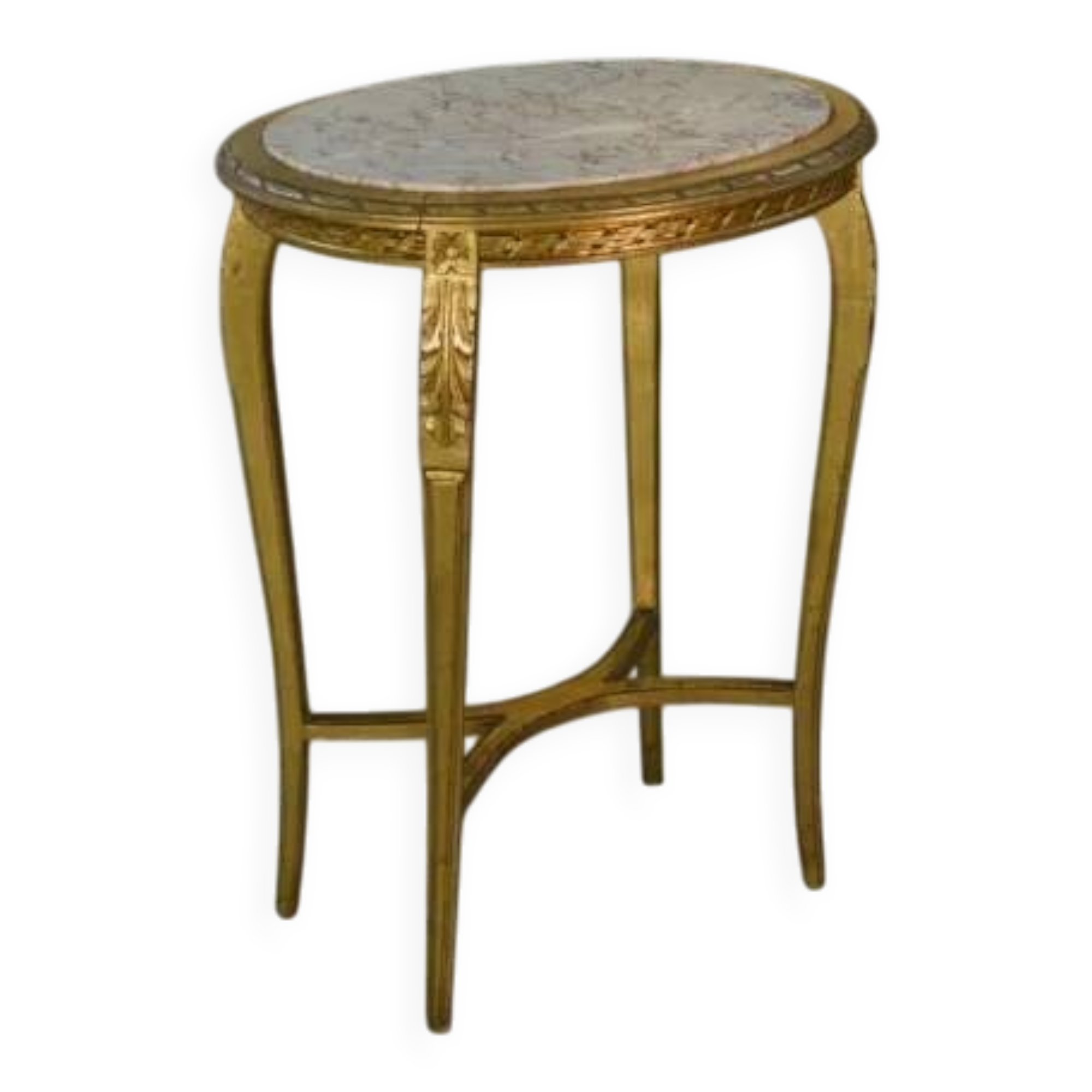 Side table with curved base in gilded carved wood, Louis XVI style, 20th century