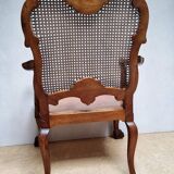 Chippendale Bergere Armchair, Carved Mahogany with Cane and Lion Claw Ball