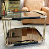 Table basse d'appoint laiton et verre 1970