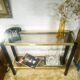 Vintage wooden console and smoked glass
