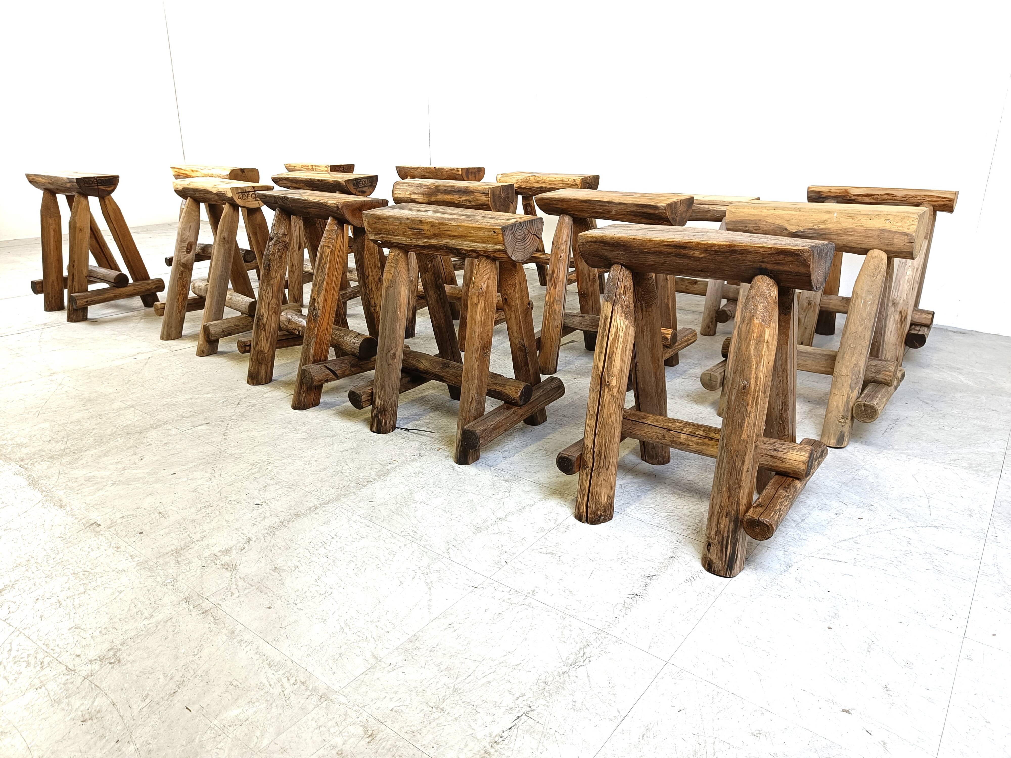 Vintage oak stools, 1970