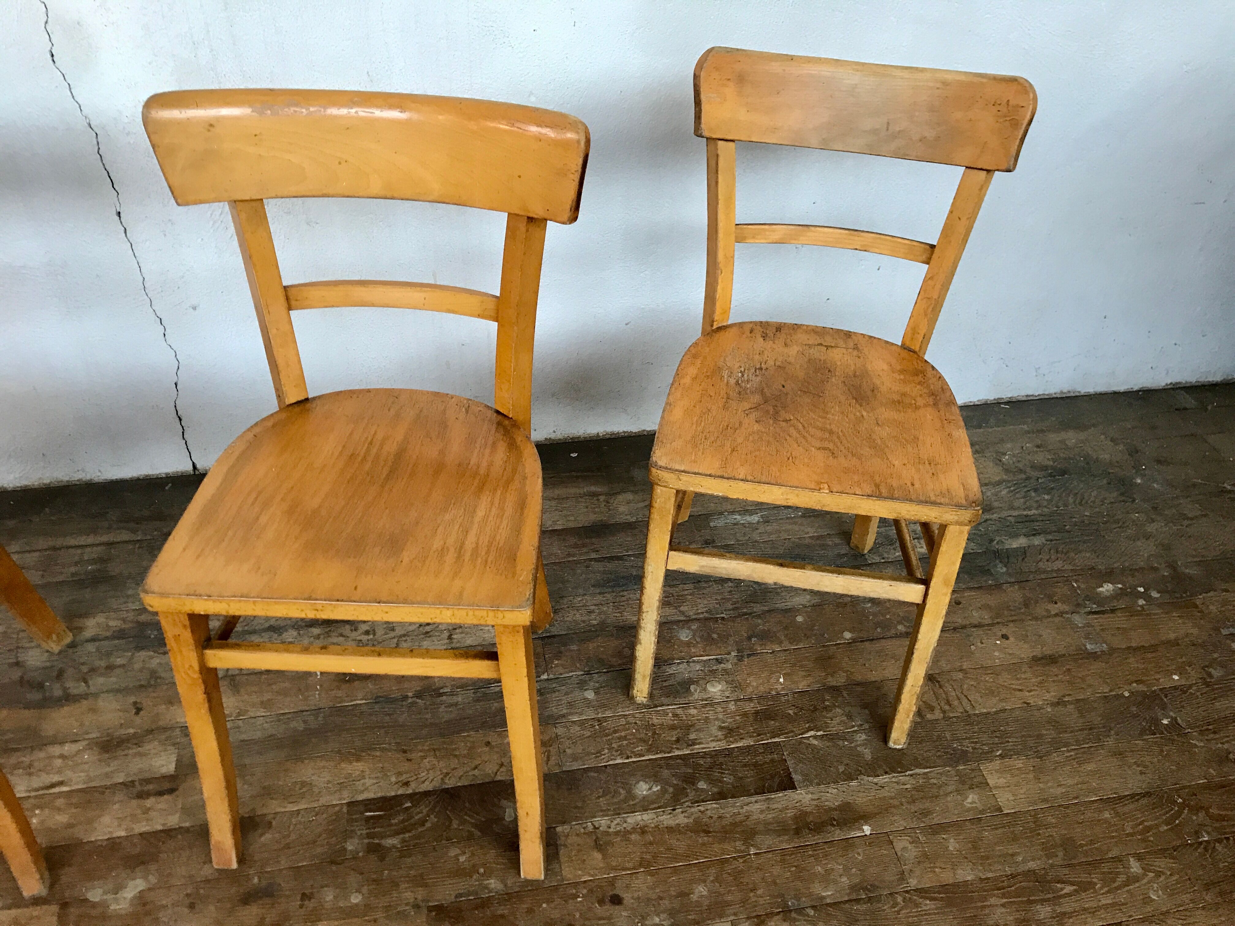 Série 4 chaises en bois troquet bistrot brasserie vintage 1950