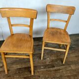 Série 4 chaises en bois troquet bistrot brasserie vintage 1950