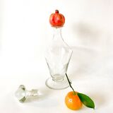 large engraved glass wine carafe from the 1950s