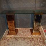 ﻿Vintage glass and mirror console from the 70s