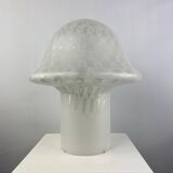 Large XL mushroom table lamp in white glass by Peill and Putzler 1970