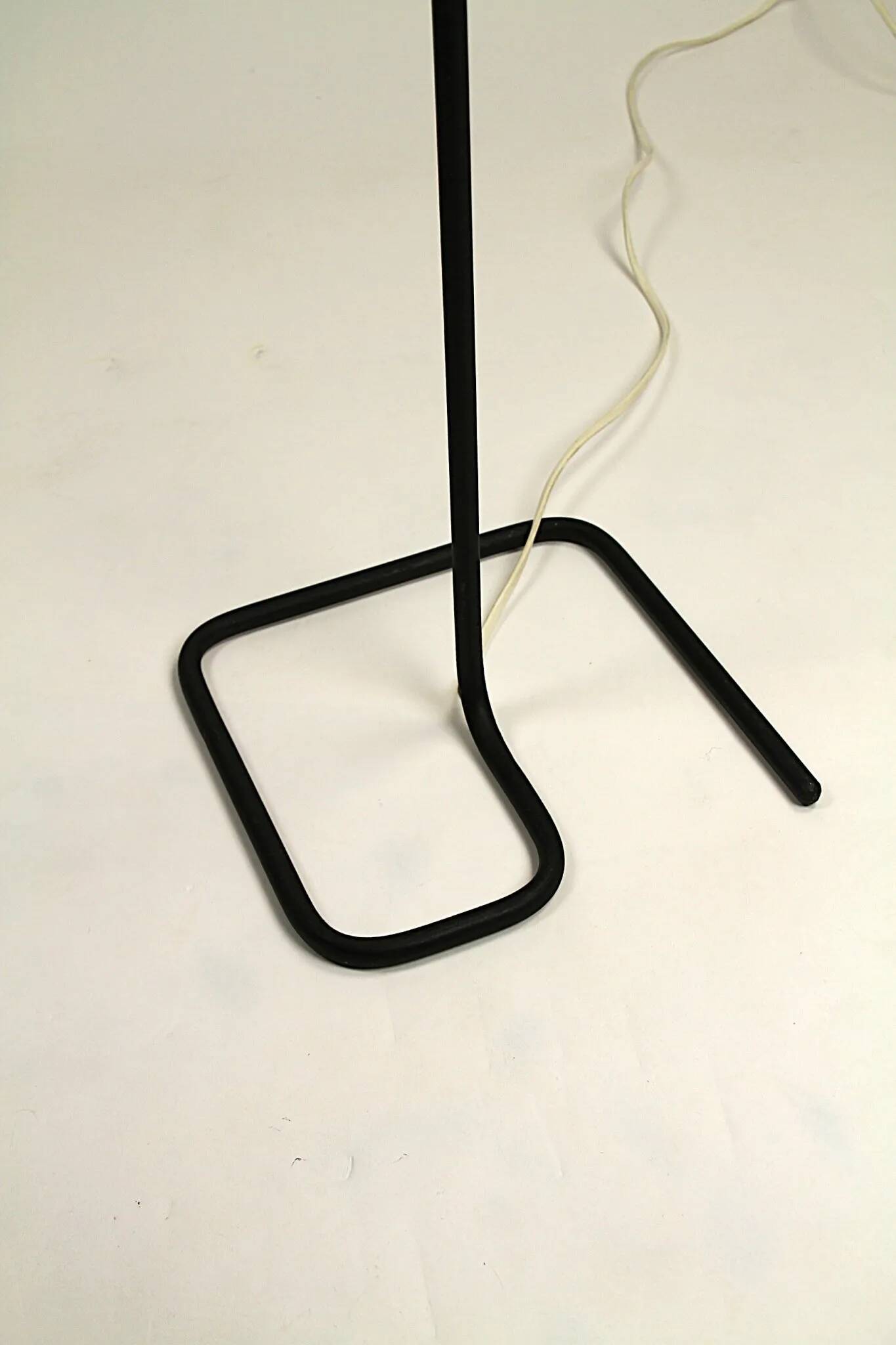 Floor Lamp with Sven Markelius “Pythagoras” Fabric Shade — Nordiska Kompaniet (attr.), Sweden, circa 1955–1960