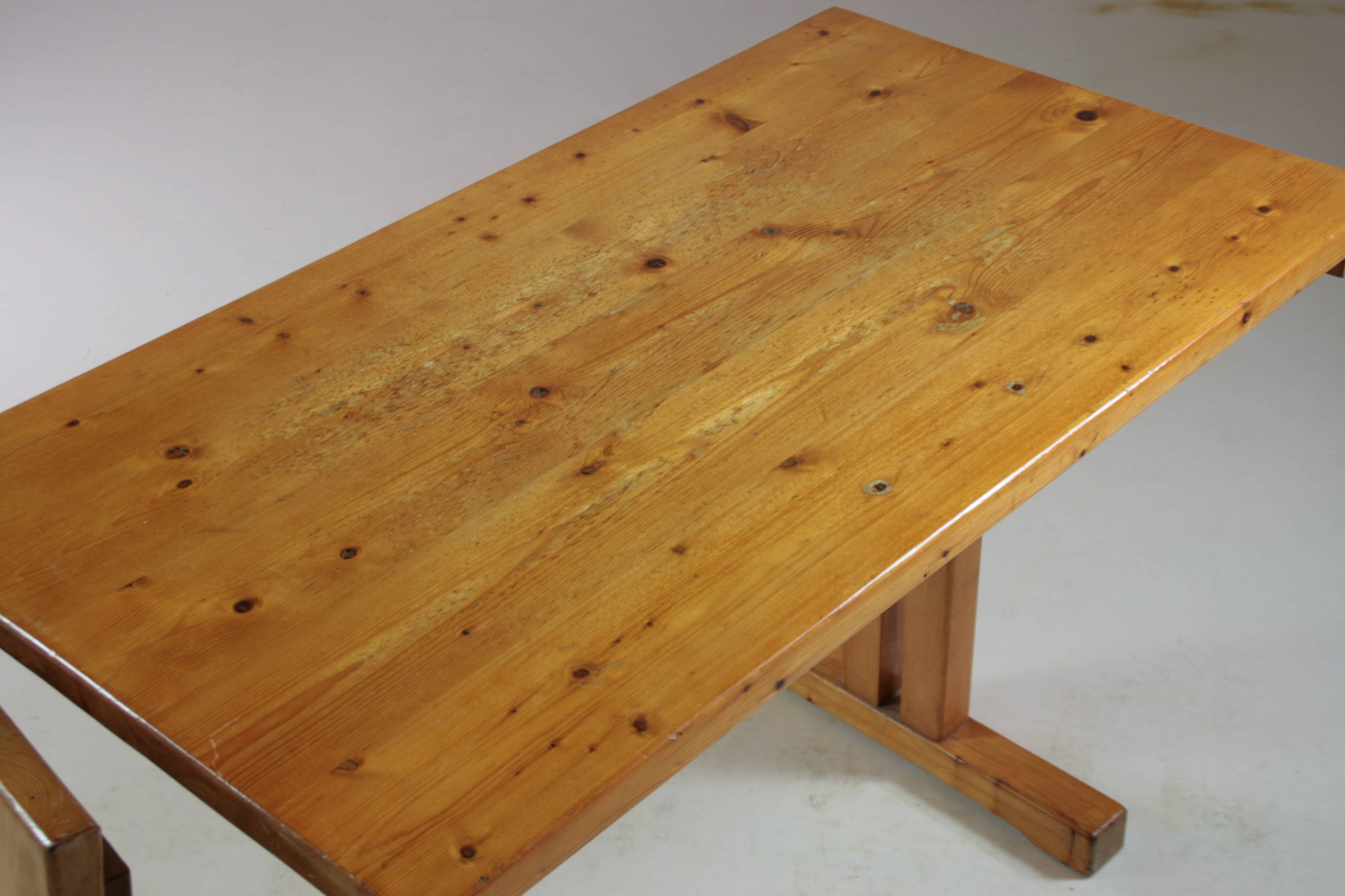 Table of solid pine arcs with extension, France 1970