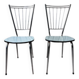 Pair of chairs in blue Formica and metal