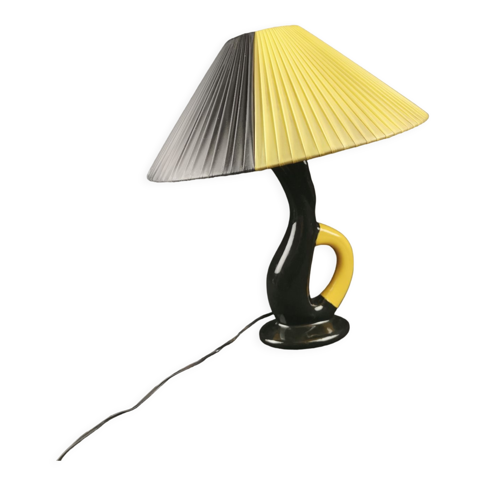 Bedside lamp vintage ceramic black and yellow