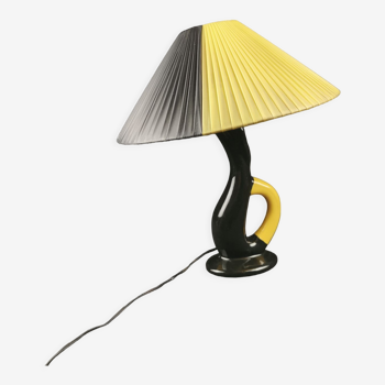 Bedside lamp vintage ceramic black and yellow